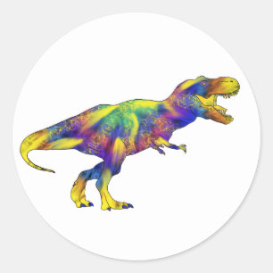 Adesivo Arte de dinossauro T Rex colorido e psicodélico co