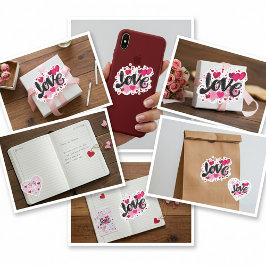 Adesivo Arte de doodle de amor no dia dos namorados