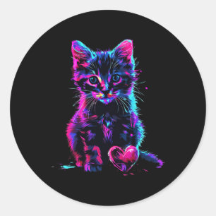 Adesivo Arte de Falha de Luz Negra Engraçada Gato Fofinho