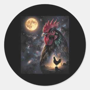 Adesivo Arte de Frango Lua Celestial Galáxia Fazenda de Av