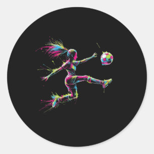 Adesivo Arte de Futebol de Menina Neon Colorida Design de