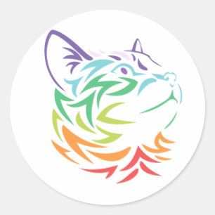 Adesivo Arte de Gato Arco-Íris