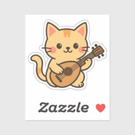 Adesivo Arte de Gato com Bandolim
