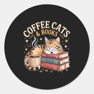 Adesivo Arte de Gato de Leitura Aconchegante Amante de Caf