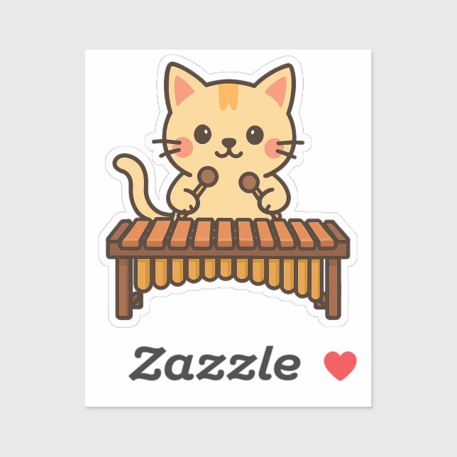 Adesivo Arte de gato Marimba Mallet (Folha)