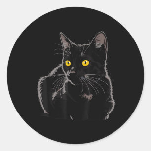 Adesivo Arte de Gato Preto Gráfico Com Olhos Amarelos Lega