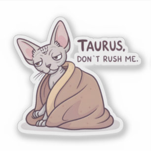 Adesivo Arte de Gato Sphynx Calmo de Touro Zodíaco Atitude