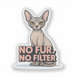 Adesivo Arte de Gato Sphynx Sem Pelo Sem Filtro Atitude