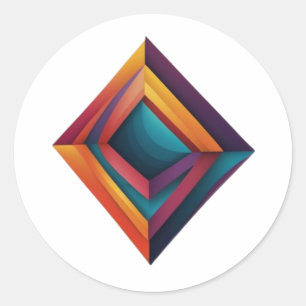 Adesivo Arte de Gradiente de Diamante Geométrico 3D Abstra
