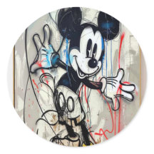 Arte de Grafite do Mickey Mouse Estilo de Rua Pint