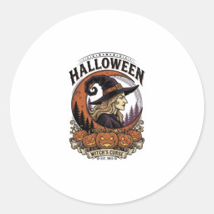 Adesivo Arte de Gravura de Lua de Abóbora de Halloween de 