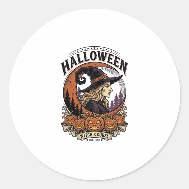 Adesivo Arte de Gravura de Lua de Abóbora de Halloween de  (Frente)