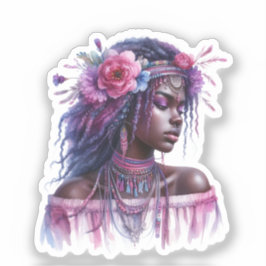 Adesivo Arte de IA Boho Girl Moda Boêmia