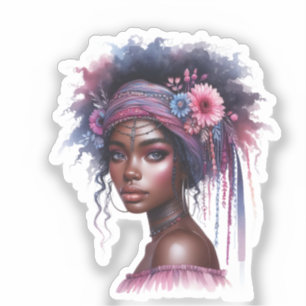 Adesivo Arte de IA Boho Girl Moda Boêmia