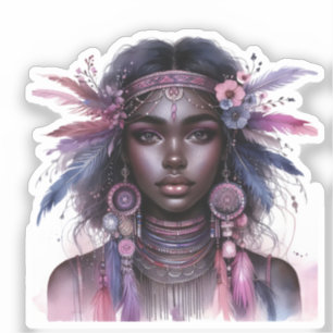 Adesivo Arte de IA Boho Girl Moda Boêmia