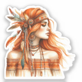 Adesivo Arte de IA Boho Girl Moda Boêmia