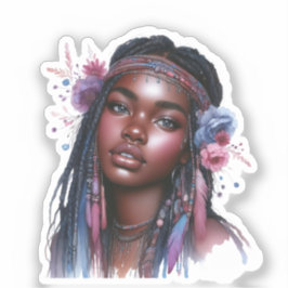 Adesivo Arte de IA Boho Girl Moda Boêmia