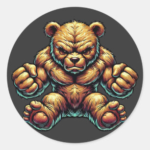 Adesivo Arte de ilustração colorida do Urso Muscular Irrit