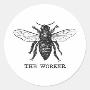 Adesivo Arte de Ilustração de Abelhas Vintage Worker