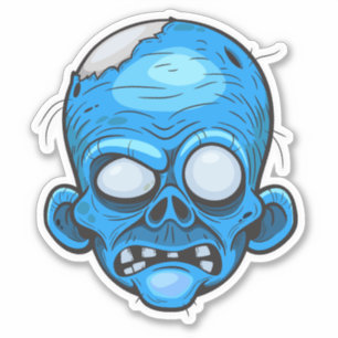 Adesivo Arte de Ilustração de Cabeça Zombie