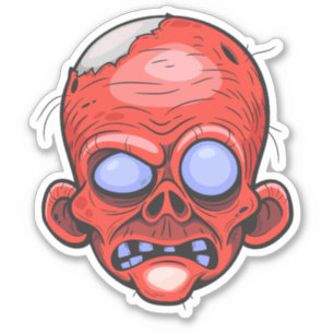 Adesivo Arte de Ilustração de Cabeça Zombie
