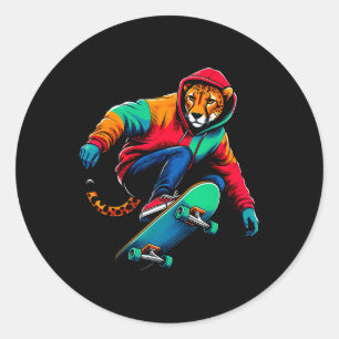 Adesivo Arte de Ilustração de Skate de Guepardo Funky Lega