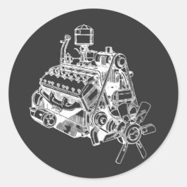 Adesivo arte de ilustração do motor do motor do carro v 12