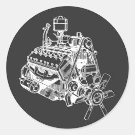 Adesivo arte de ilustração do motor do motor do carro v 12