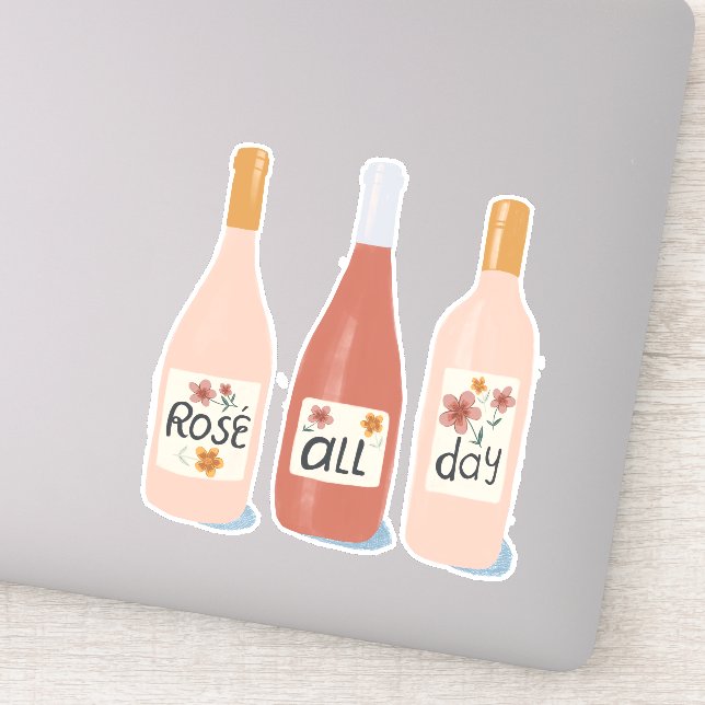 Adesivo Arte de Ilustração do Vinho do Dia Todo rosa (Detalhe)