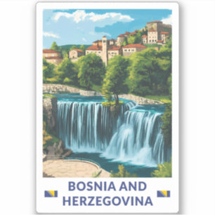 Adesivo Arte de Ilustração Jajce da Bósnia e Herzegovina