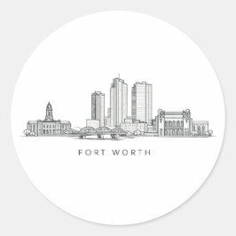 Adesivo Arte de Linha da Silhueta Minimalista de Fort Wort