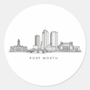 Adesivo Arte de Linha da Silhueta Minimalista de Fort Wort