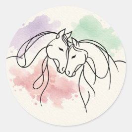 Adesivo Arte de Linha de Dois Cavalos Elegantes