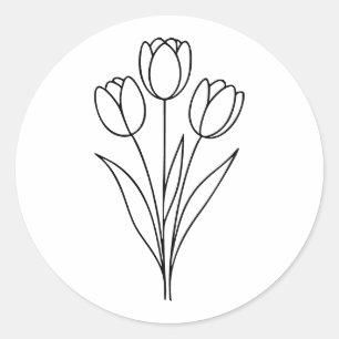 Adesivo Arte de Linha de Flor de Tulipa Minimalista da Pri