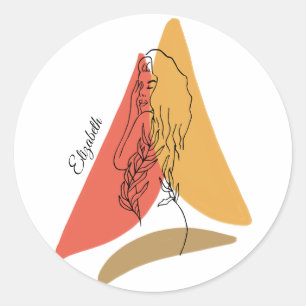 Adesivo Arte de linha de retrato minimalista Abstrato femi