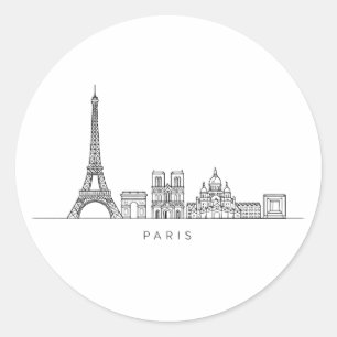 Adesivo Arte de Linha Minimalista da Silhueta de Paris