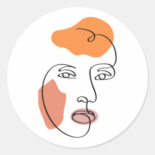 Adesivo Arte de Linha Retraição Mínima Abstrato