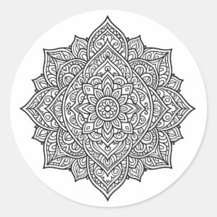 Adesivo Arte de Mandala de Linha Preta Intricada