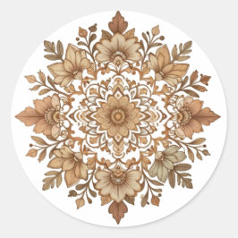 Adesivo Arte de Mandala Floral Intrincado em Tons Marrons