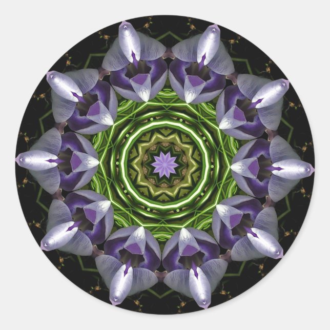 Adesivo Arte de Mandala Floral Roxo em Caleidoscópio (Frente)