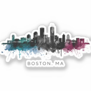 Adesivo Arte de Massachusetts Aquarela do Horizonte de B