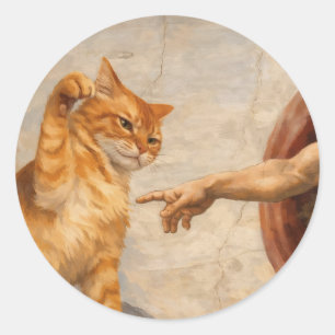 Adesivo Arte de Meme de Gato Engraçado Criação de Adão com