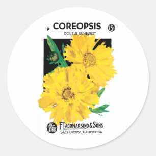 Adesivo Arte de Pacote de Sementes Antigas, Flores de Core