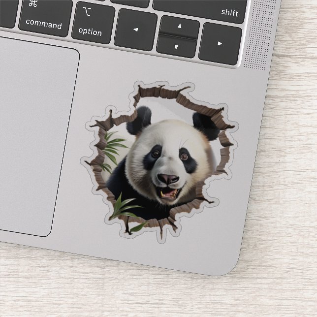 Adesivo Arte de Panda 3D na Parede Quebrada – Safari Reali (Detalhe)