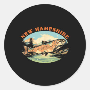 Adesivo Arte de pesca com mosca de truta de New Hampshire