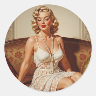 Adesivo Arte de pin-up loira bonita dos anos 50