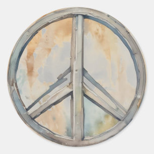 Adesivo Arte de Pintura de Aquarela com Sinal de Paz