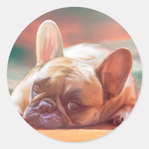 Adesivo Arte de pintura em aquarela de Bulldog Francês Fof