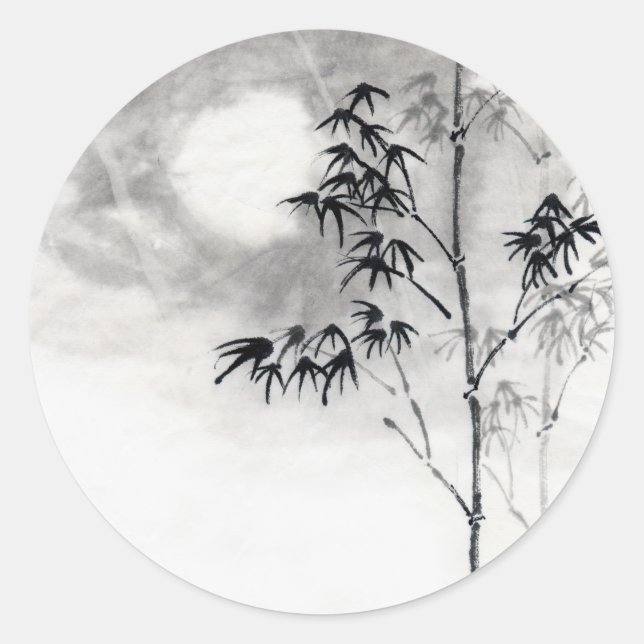 Adesivo Arte de pintura sumi-e japonesa clássica bamboo mo (Frente)