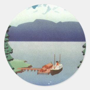 Adesivo Arte de Poster de Viagem do Alasca Antigo, Paisage